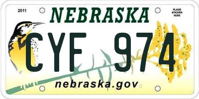 NE license plate CYF974