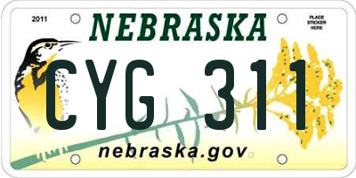 NE license plate CYG311