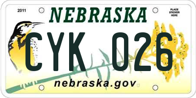 NE license plate CYK026