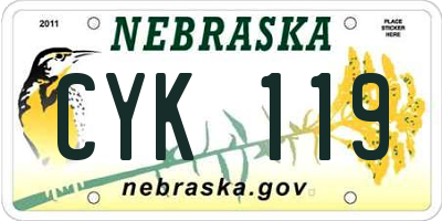 NE license plate CYK119