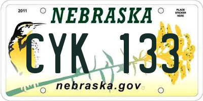 NE license plate CYK133