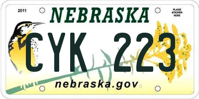 NE license plate CYK223