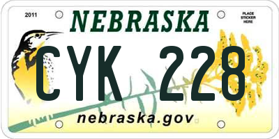 NE license plate CYK228