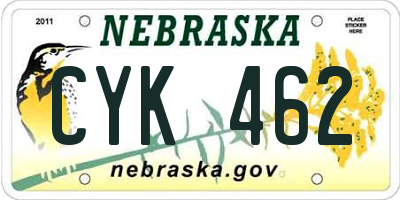 NE license plate CYK462