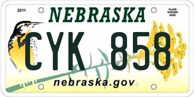 NE license plate CYK858