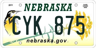 NE license plate CYK875