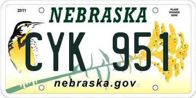 NE license plate CYK951