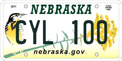 NE license plate CYL100
