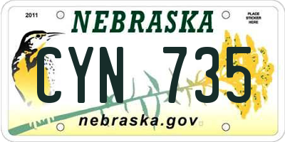 NE license plate CYN735