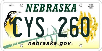 NE license plate CYS260