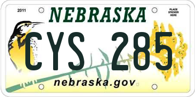 NE license plate CYS285