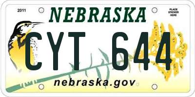 NE license plate CYT644