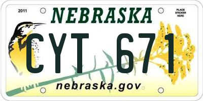 NE license plate CYT671