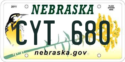NE license plate CYT680