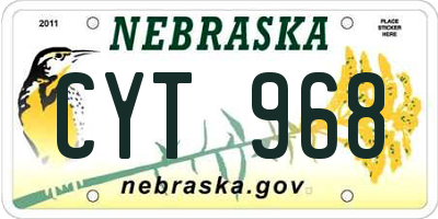 NE license plate CYT968