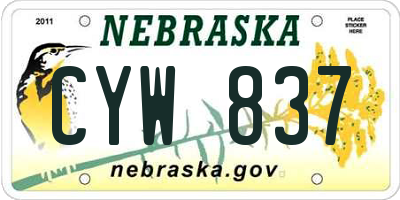 NE license plate CYW837