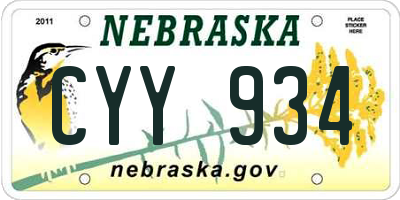 NE license plate CYY934