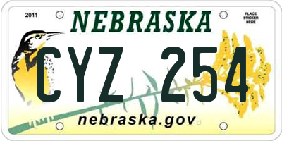 NE license plate CYZ254