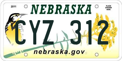 NE license plate CYZ312