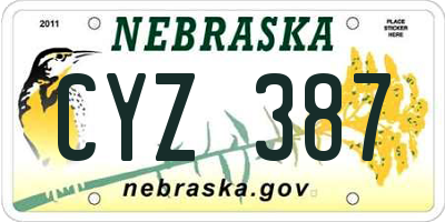 NE license plate CYZ387