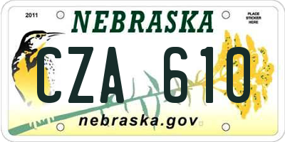 NE license plate CZA610