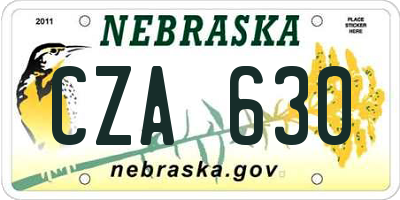 NE license plate CZA630