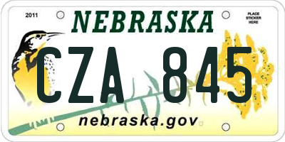 NE license plate CZA845