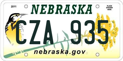 NE license plate CZA935
