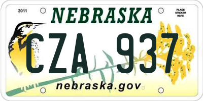 NE license plate CZA937