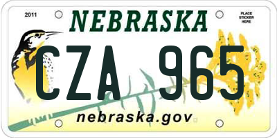 NE license plate CZA965