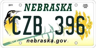 NE license plate CZB396