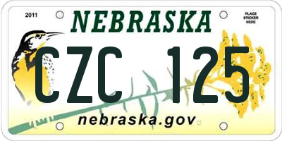 NE license plate CZC125