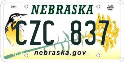NE license plate CZC837