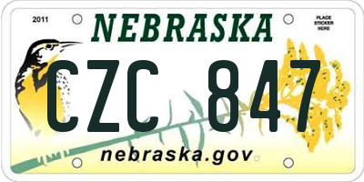 NE license plate CZC847
