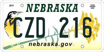 NE license plate CZD216
