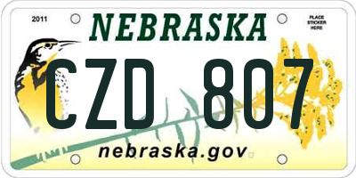 NE license plate CZD807