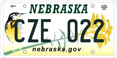 NE license plate CZE022