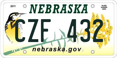 NE license plate CZF432