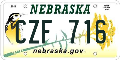 NE license plate CZF716