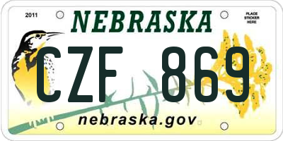NE license plate CZF869