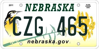 NE license plate CZG465