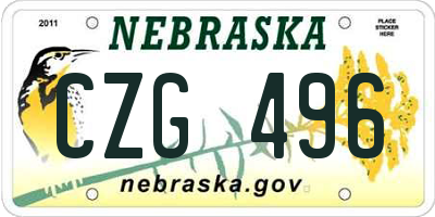 NE license plate CZG496