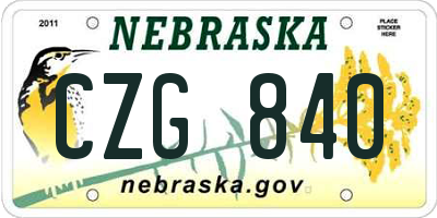 NE license plate CZG840