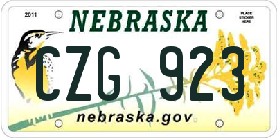 NE license plate CZG923