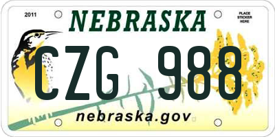 NE license plate CZG988