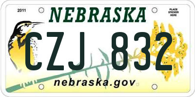 NE license plate CZJ832