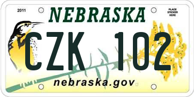 NE license plate CZK102