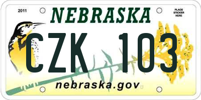 NE license plate CZK103
