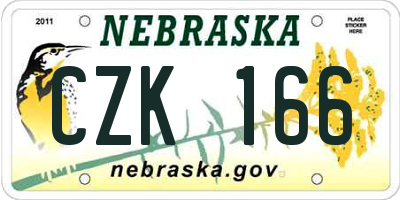 NE license plate CZK166