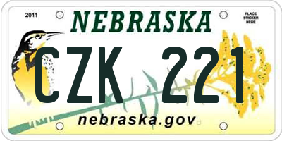NE license plate CZK221